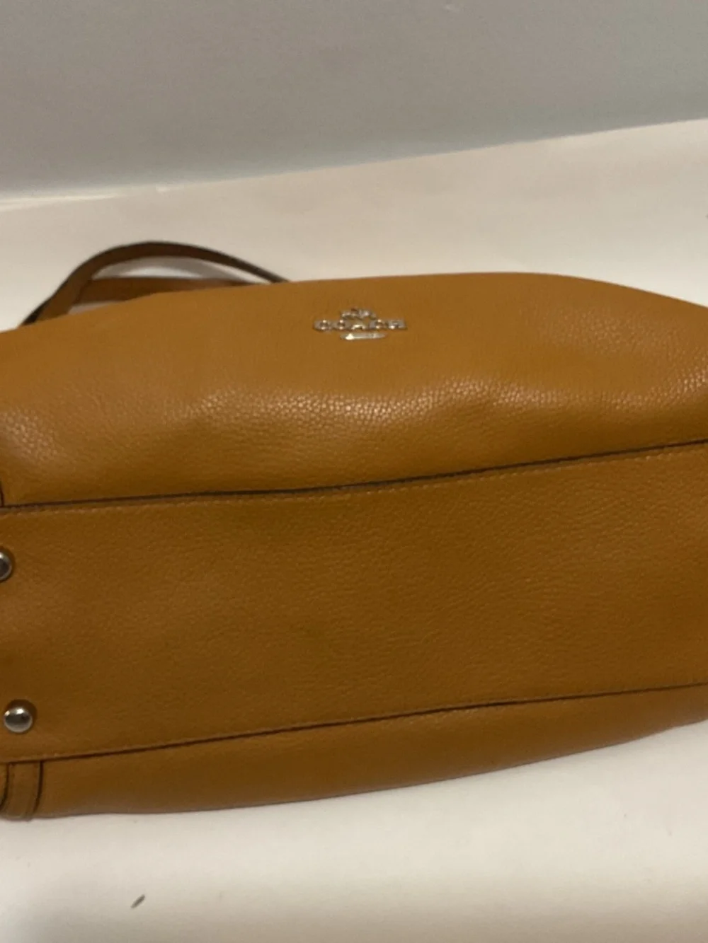 COACH  EDIE Turnlock Pebbled Leather Shoulder Bag w Silver Chain Handle Accent